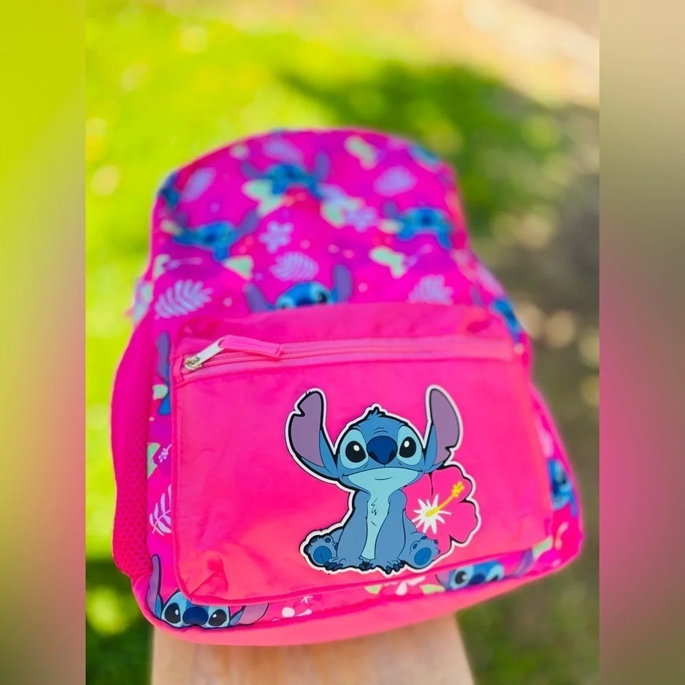 Disney STITCH Backbag NEW IN PINK WITH A tick decal sticker of Stitch